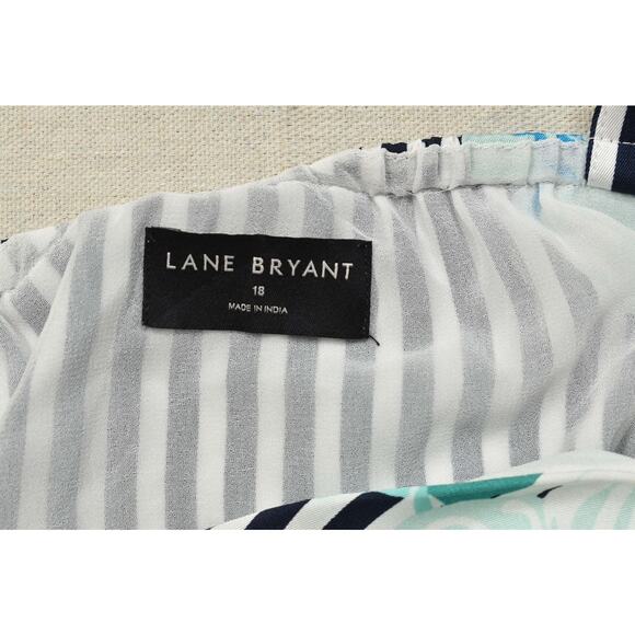 Lane Bryant Women's Plus Size 18 Striped Floral Sleeveless Maxi Dress - Picture 2 of 8